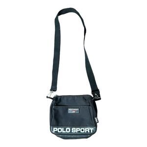 Vintage Polo Sport Ralph Lauren Black Messenger Crossbody Bag Unisex Small